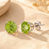 6mm Round Cut Gemstone Stud Earrings in 10K Gold