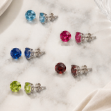 6mm Round Cut Gemstone Stud Earrings in 10K Gold