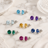 6mm Round Cut Gemstone Stud Earrings in 10K Gold