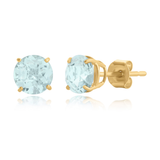 6mm Round Cut Gemstone Stud Earrings in 10K Gold