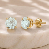 6mm Round Cut Gemstone Stud Earrings in 10K Gold