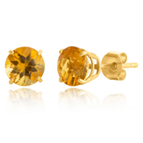6mm Round Cut Gemstone Stud Earrings in 10K Gold