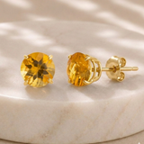 6mm Round Cut Gemstone Stud Earrings in 10K Gold