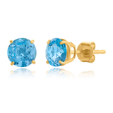 6mm Round Cut Gemstone Stud Earrings in 10K Gold