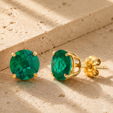 6mm Round Cut Gemstone Stud Earrings in 10K Gold
