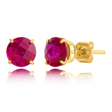 6mm Round Cut Gemstone Stud Earrings in 10K Gold