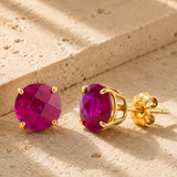 6mm Round Cut Gemstone Stud Earrings in 10K Gold
