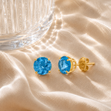 6mm Round Cut Gemstone Stud Earrings in 10K Gold