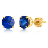 6mm Round Cut Gemstone Stud Earrings in 10K Gold