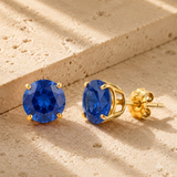 6mm Round Cut Gemstone Stud Earrings in 10K Gold
