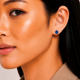 6mm Round Cut Gemstone Stud Earrings in 10K Gold