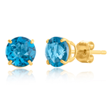 6mm Round Cut Gemstone Stud Earrings in 10K Gold