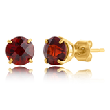 6mm Round Cut Gemstone Stud Earrings in 10K Gold