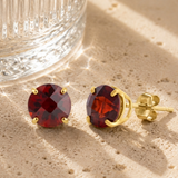 6mm Round Cut Gemstone Stud Earrings in 10K Gold