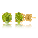 6mm Round Cut Gemstone Stud Earrings in 10K Gold