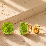 6mm Round Cut Gemstone Stud Earrings in 10K Gold