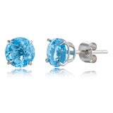 6mm Round Cut Gemstone Stud Earrings in 10K Gold
