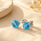 6mm Round Cut Gemstone Stud Earrings in 10K Gold