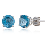 6mm Round Cut Gemstone Stud Earrings in 10K Gold