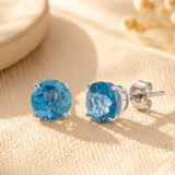 6mm Round Cut Gemstone Stud Earrings in 10K Gold