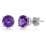 6mm Round Cut Gemstone Stud Earrings in 10K Gold