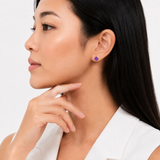 6mm Round Cut Gemstone Stud Earrings in 10K Gold