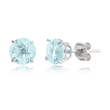 6mm Round Cut Gemstone Stud Earrings in 10K Gold