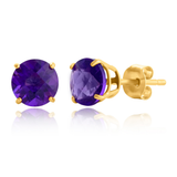 6mm Round Cut Gemstone Stud Earrings in 10K Gold