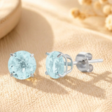 6mm Round Cut Gemstone Stud Earrings in 10K Gold