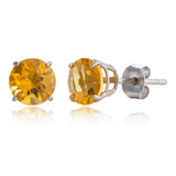6mm Round Cut Gemstone Stud Earrings in 10K Gold