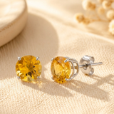 6mm Round Cut Gemstone Stud Earrings in 10K Gold