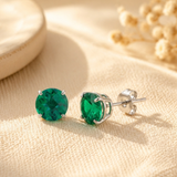 6mm Round Cut Gemstone Stud Earrings in 10K Gold