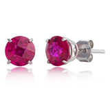 6mm Round Cut Gemstone Stud Earrings in 10K Gold