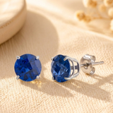 6mm Round Cut Gemstone Stud Earrings in 10K Gold