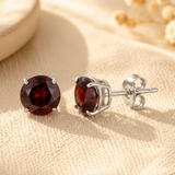6mm Round Cut Gemstone Stud Earrings in 10K Gold