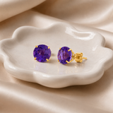 8mm Round Gemstone Stud Earrings in 10K Gold