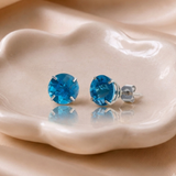 8mm Round Gemstone Stud Earrings in 10K Gold