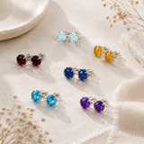 8mm Round Gemstone Stud Earrings in 10K Gold
