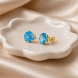 8mm Round Gemstone Stud Earrings in 10K Gold