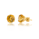 8mm Round Gemstone Stud Earrings in 10K Gold