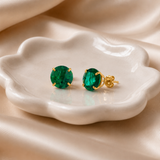 8mm Round Gemstone Stud Earrings in 10K Gold