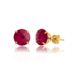 8mm Round Gemstone Stud Earrings in 10K Gold