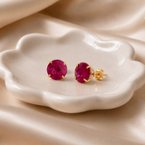 8mm Round Gemstone Stud Earrings in 10K Gold