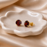 8mm Round Gemstone Stud Earrings in 10K Gold