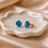 8mm Round Gemstone Stud Earrings in 10K Gold