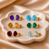 8mm Round Gemstone Stud Earrings in 10K Gold