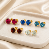 8mm Round Gemstone Stud Earrings in 10K Gold