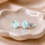 8mm Round Gemstone Stud Earrings in 10K Gold