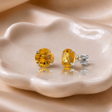 8mm Round Gemstone Stud Earrings in 10K Gold