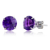 8mm Round Gemstone Stud Earrings in 10K Gold